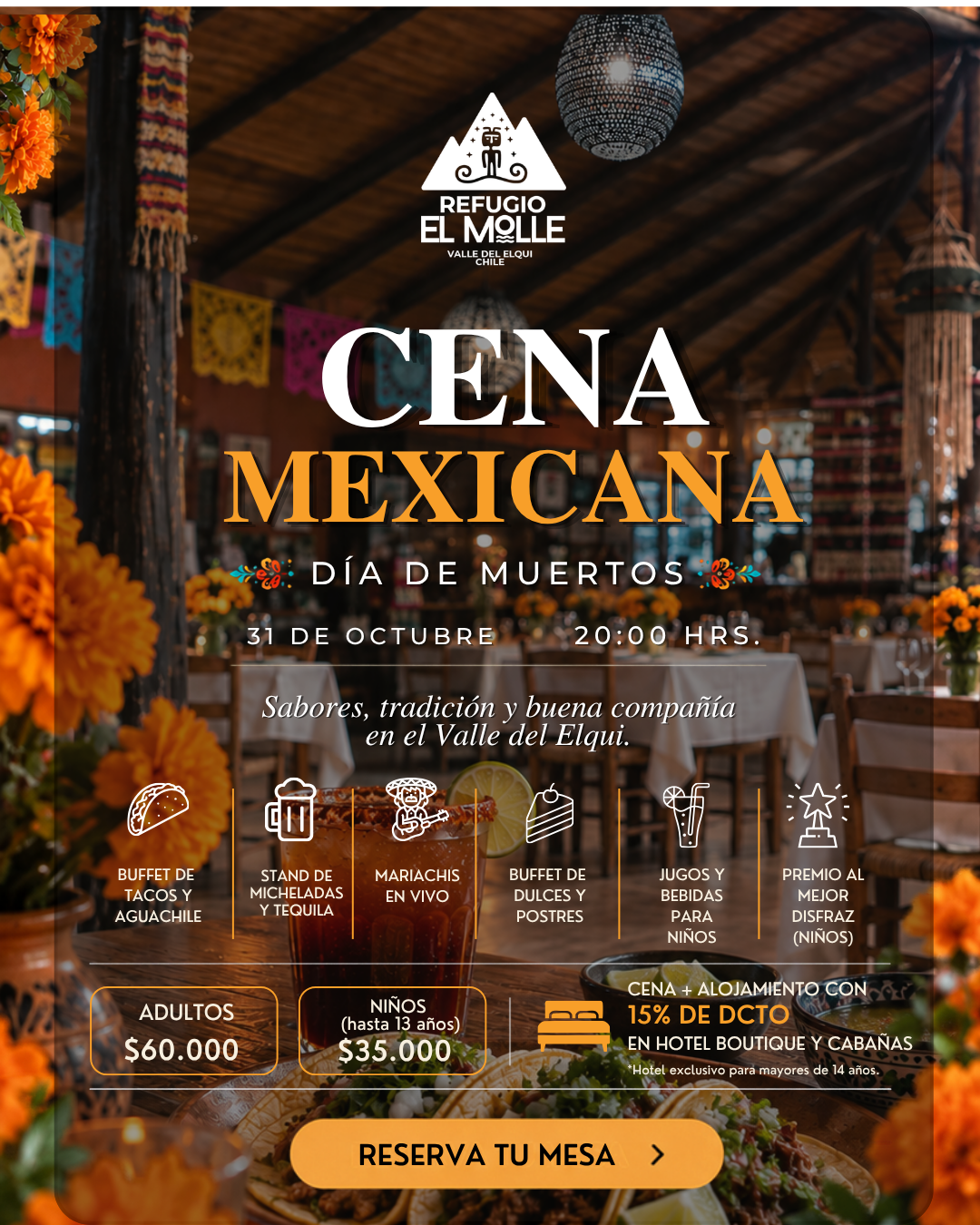 Cena Mexicana Día de Muertos · Refugio El Molle